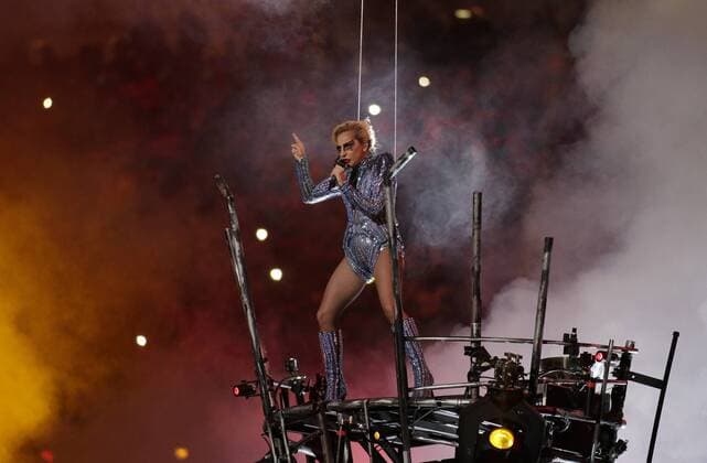 Lady Gaga performs during the halftime show at Super Bowl LI at NRG Stadium in Houston on February 5, 2017.  SBP201702061102 JOHNxANGELILLO