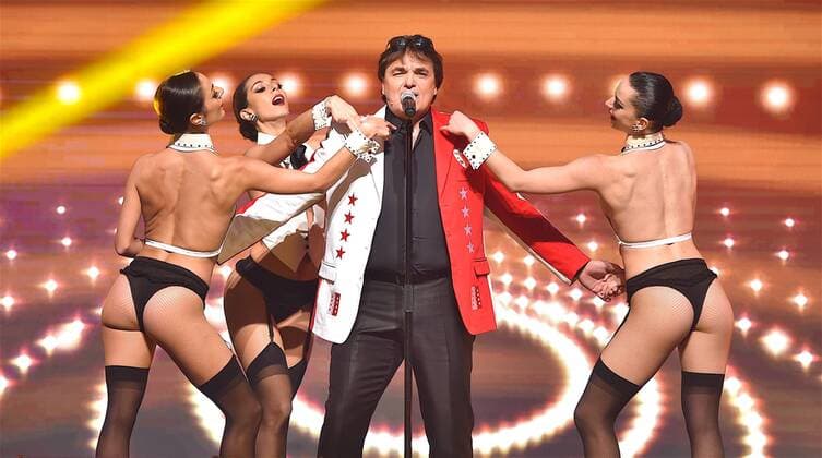 Martigny, 04.02.2017 - Football, FC Sion Sauerkraut for the Gala Dinner 2017, Christian Constantin (FC Sion President) with Crazy Horse Girls 