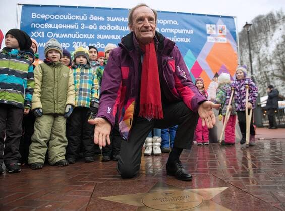 SOCHI, RUSSIA - FEBRUARY 7, 2017: Jean-Claude Killy, honorary member of the International Olympic Committee (IOC), at the unveiling of his star at the Olympic Champions Alley in the Rosa Khutor alpine ski resort. Artur Lebedev TASS  TS040377