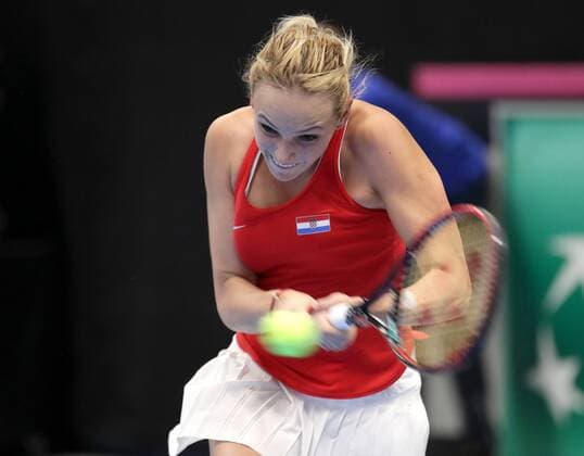 TENNIS - ITF, Fed Cup TALLINN,ESTONIA,08.FEB.17 - TENNIS - ITF, Fed Cup, Europe Africa Zone, Group 1. Image shows Donna Vekic (CRO). GEPAxpictures xWalterxLuger