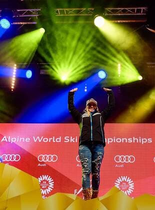 07, St. Moritz, SUI, FIS Weltmeisterschaften Ski Alpin, St. Moritz 2017, Super G, Damen, Siegerehrung, im Bild Lara Gut (SUI, Bronzemedaille) Lara Gut (SUI, Bronzemedaille) during the winner ceremony for the ladie s SuperG of the FIS Ski World Championships 2017. St. Moritz, Switzerland on 2017 02 07. St. Moritz EP_eri