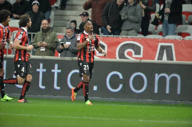 Jubel Wylan Cyprien (nice) FOOTBALL : Nice vs Saint Etienne - Ligue 1 - 08 02 2017 FredericChambert 