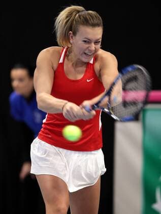 TENNIS - ITF, Fed Cup TALLINN,ESTONIA,09.FEB.17 - TENNIS - ITF, Fed Cup, Europe Africa Zone II, Group 1. Image shows Dalma Galfi (HUN). GEPAxpictures xWalterxLuger