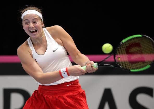 TENNIS - ITF, Fed Cup TALLINN,ESTONIA,09.FEB.17 - TENNIS - ITF, Fed Cup, Europe Africa Zone II, Group 1. Image showsJelena Ostapenko (LAT). GEPAxpictures xWalterxLuger