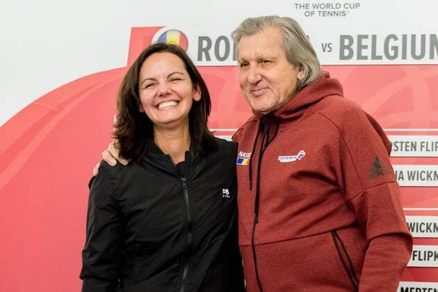 Tennis - press conference PK Pressekonferenz held at the drawing ceremony before FED Cup by BNP 2017 game between Romania and Belgium February 2017 February 10, 2017: Dominique Monami The team captain of Belgium L and Ilie Nastase the team captain of Romania R during the Press conference held at the drawing ceremony before FED Cup by BNP 2017 game between Romania and Belgium at Hotel Intercontinental, Bucharest, Romania ROU. Foto: CronosFoto Catalin Soare