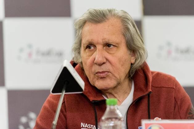 Tennis - press conference PK Pressekonferenz held at the drawing ceremony before FED Cup by BNP 2017 game between Romania and Belgium February 2017 February 10, 2017: Ilie Nastase the team captain of Romania during the Press conference held at the drawing ceremony before FED Cup by BNP 2017 game between Romania and Belgium at Hotel Intercontinental, Bucharest, Romania ROU. Foto: CronosFoto Catalin Soare