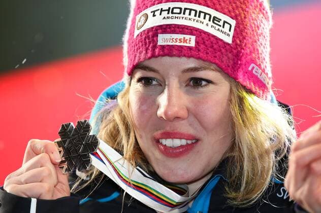 ALPINE SKIING - FIS Ski WC St. Moritz SANKT MORITZ,SWITZERLAND,10.FEB.17 - ALPINE SKIING - FIS Alpine World Ski Championships, alpine combined, ladies, award ceremony. Image shows Michelle Gisin (SUI). GEPAxpictures xChristianxWalgram