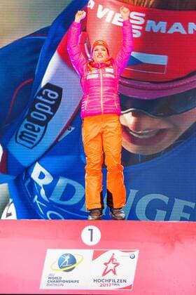 Weltmeisterin Gabriela KOUKALOVA (CZE). Oesterreich, Hochfilzen: Wintersport, Biathlon, IBU World Championships 2017 - 7,5km Sprint Damen am 10.02.2017, Biathlonstadion.
