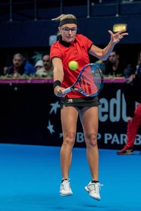 Tennis - FED Cup by BNP 2017 game between Romania and Belgium February 2017 February 11, 2017: Kristen Flipkens (BEL) during the FED Cup by BNP 2017 game between Romania and Belgium at Sala Polivalenta, Bucuresti, Romania ROU. Copyright: Cronos Catalin Soare