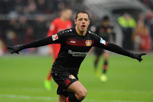 Javier Chicharito Hernandez ( Bayer 04 Leverkusen ) jubelt ueber seinen Treffer zum 1 : 0. 11.02.2017 --- Fussball --- 1. Bundesliga --- Bayer 04 Leverkusen vs Eintracht Frankfurt Foto : Thienel Eibner Leverkusen Copyright: xThienelx Eibner-Pressefotox EP_ttl