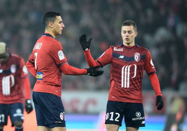 Anwar El Ghazi ( Lille ) - Nicolas De Preville ( Lille ) FOOTBALL : Lille OSC vs SCO Angers - Ligue 1 - Lille - 11 02 2017 FedericoPestellini Panoramic 