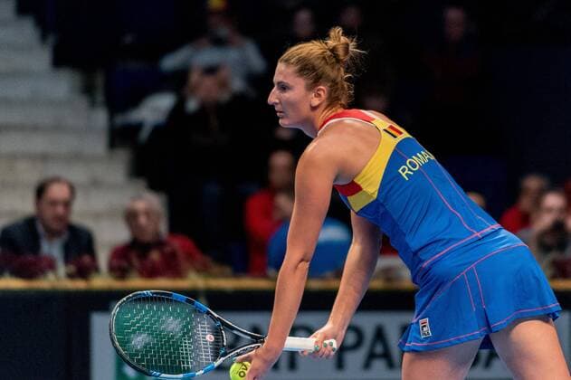 Tennis - FED Cup by BNP 2017 game between Romania and Belgium February 2017 February 12, 2017: Irina Begu (ROU) during the FED Cup by BNP 2017 game between Romania and Belgium at Sala Polivalenta, Bucuresti, Romania ROU. Copyright: Cronos Catalin Soare