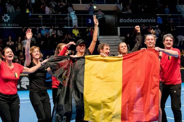 Tennis - FED Cup by BNP 2017 game between Romania and Belgium February 2017 February 12, 2017: Belgium team during the FED Cup by BNP 2017 game between Romania and Belgium at Sala Polivalenta, Bucuresti, Romania ROU. Copyright: Cronos Catalin Soare