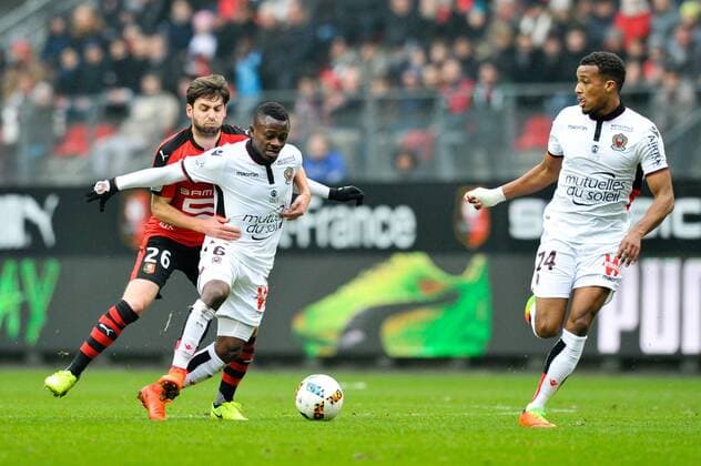 06 JEAN MICHAEL SERI (nice) - 14 ALASSANE PLEA (nice) - 26 Sanjin PRCIC (ren) FOOTBALL : Stade Rennes vs OGC Nice - Ligue 1 - 12 02 2017 FEP Panoramic 