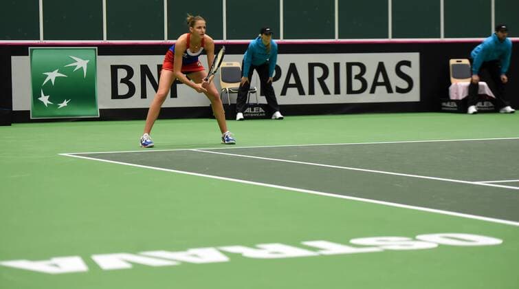 Czech tennis player Karolina Pliskova in action during the tennis match of the Fed Cup 1st round between the Czech Republic and Spain (Garbine Muguruza), in Ostrava, Czech Republic, February 12, 2017. (CTKxPhoto JaroslavxOzana) CTKPhotoP201702120597001  jao 15