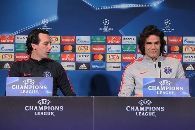 UEFA Champions League 2017, Paris St. Germain - FC Barcelona - , press conference PK Pressekonferenz and training, unai emery head coach psg, edinson cavan, 644 cordon,  xx