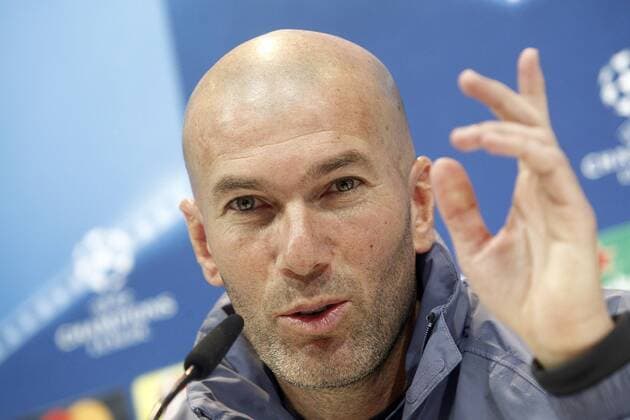 Real Madrid s coach Zinedine Zidane in press conference PK Pressekonferenz before UEFA Champions League match. February 14,2017.  (20170214101)