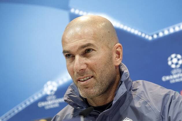 Real Madrid s coach Zinedine Zidane in press conference PK Pressekonferenz before UEFA Champions League match. February 14,2017.  (20170214107)