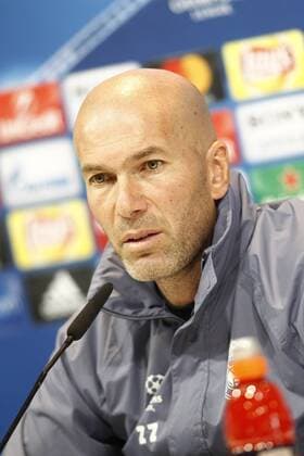 Real Madrid s coach Zinedine Zidane in press conference PK Pressekonferenz before UEFA Champions League match. February 14,2017.  (2017021491)