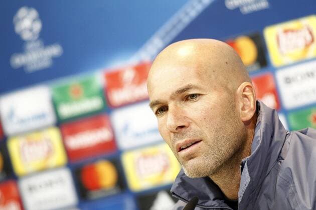 Real Madrid s coach Zinedine Zidane in press conference PK Pressekonferenz before UEFA Champions League match. February 14,2017.  (2017021494)