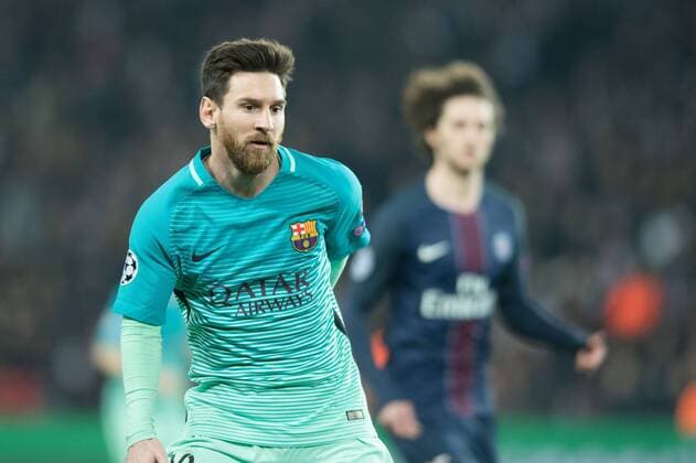 Fußball, CL, Paris St. Germain - FC Barcelona Lionel Messi ( Barcelona ) FOOTBALL : Paris Saint Germain vs FC Barcelona - Ligue des Champions - Paris - 14 02 2017 FedericoPestellini Panoramic 