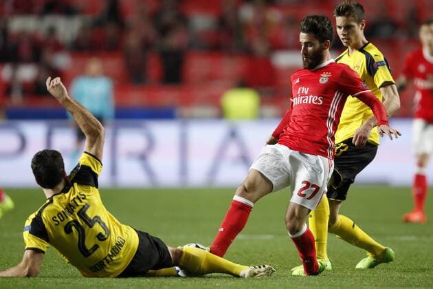 (L-R) Sokratis Papastathopoulos of Borussia Dortmund, Rafa Silva Silva of SL Benfica, Julian Weigl of Borussia Dortmundduring the UEFA Champions League round of 16 match between SL Benfica and Borussia Dortmund on February 14, 2017 at Estadio da Luz in Lisbon, Portugal SL Benfica v Borussia Dortmund UEFA Champions League 2016 2017 xVIxxIVx 7119050