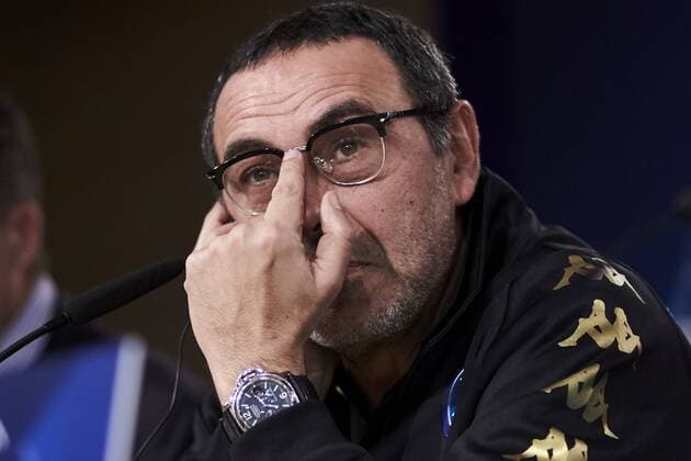Napoles es coach Maurizio Sarri during the press conference PK Pressekonferenz before Champions League Match between Real Madrid and Napoles at Santiago Bernabeu Stadium in Spain. February 14, 2017.  (2017021438)