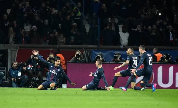 Fußball, CL, Paris St. Germain - FC Barcelona Angel Di Maria ( PSG ) FOOTBALL : Paris Saint Germain vs FC Barcelona - Ligue des Champions - Paris - 14 02 2017 FedericoPestellini Panoramic 
