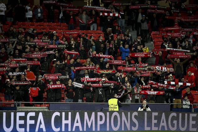 February 14, 2017 - Lisbon, Portugal - Benfica fans waving their charts during the Champions League football match between SL Benfica and Borussia Dortmund at Luz Stadium in Lisbon on February 14, 2017. SL Benfica v Borussia Dortmund - UEFA Champions League Round of 16: First Leg  - ZUMAn230 20170214_zaa_n230_395 Copyright: xCarlosxCostax