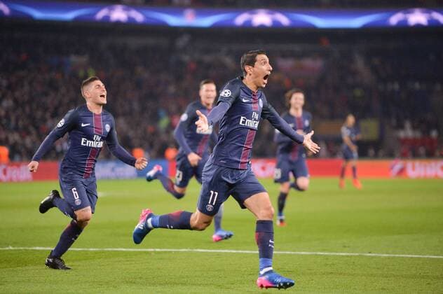 Fußball, CL, Paris St. Germain - FC Barcelona 11 ANGEL DI MARIA (psg) - 11 MARCO VERRATTI (psg) - Jubel FOOTBALL : Paris SG vs Barcelona - Champions League - 14 02 2017 AnthonyBIBARD FEP 