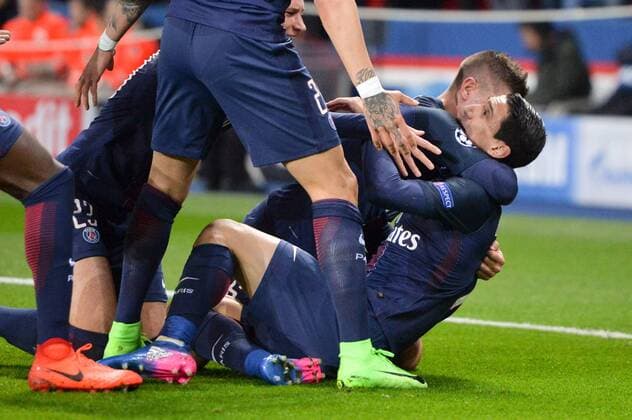 Fußball, CL, Paris St. Germain - FC Barcelona 11 ANGEL DI MARIA (psg) - Jubel FOOTBALL : Paris SG vs Barcelona - Champions League - 14 02 2017 AnthonyBIBARD FEP 