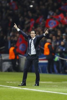 Fußball, CL, Paris St. Germain - FC Barcelona Jubel Unai Emery ( coach coach PSG) FOOTBALL : PSG vs FC Barcelona - Champions League - 14 02 2017 GwendolineLeGoff 