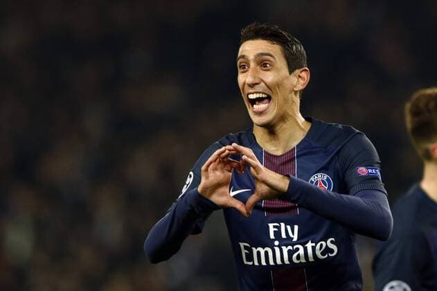 February 14, 2017 - Paris, France - PSG Angel Di Maria celebrates after scoring during the UEFA Champions League round of 16 first leg football match between Paris Saint-Germain and FC Barcelona Barca on February 14, 2017 at the Parc des Princes stadium in Paris. (Photo by Nurphoto) Paris Saint-Germain v FC Barcelona - UEFA Champions League Round of 16: First Leg  - ZUMAn230 20170214_zaa_n230_617 Copyright: xMehdixTaamallahx