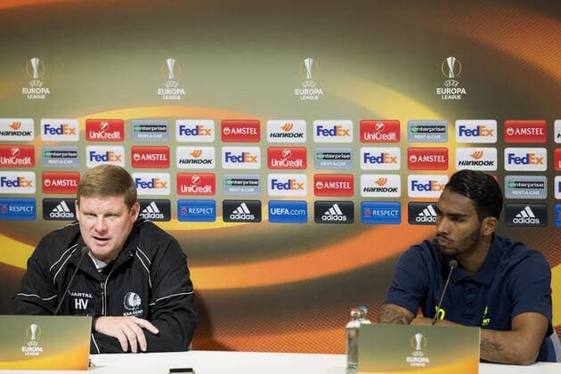Gent s head coach Hein Vanhaezebrouck and Gent s Renato Neto pictured during a press conference PK Pressekonferenz of Belgian soccer team KAA Gent, Wednesday 15 February 2017, in Gent. Tomorrow, Gent is playing 1 16 finals first leg game of the Europa League competition against British team Tottenham. JASPERxJACOBS  x05047814x