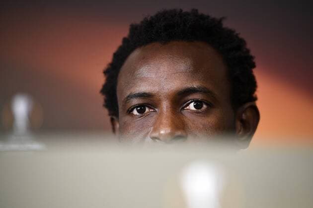 Genk s Bennard Kumordzi pictured during a press conference PK Pressekonferenz of Belgian soccer team RC Genk, Wednesday 15 February 2017, in Giurgiu, in Romania. Tomorrow Genk is playing 1 16 finales first leg game of the Europa League competition against Romanian Club Astra Giurgiu. YORICKxJANSENS  x05047980x