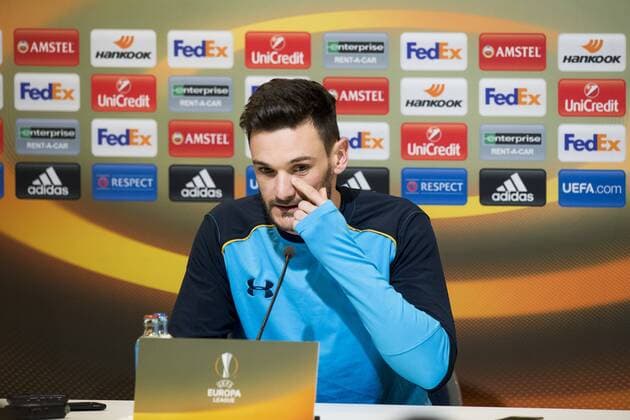 Tottenham s goalkeeper Hugo Lloris pictured during a press conference PK Pressekonferenz of British soccer team Tottenham, Wednesday 15 February 2017, in Gent. Tomorrow, Tottenham is playing 1 16 finals first leg game of the Europa League competition against Belgian Team KAA Gent. JASPERxJACOBS  x05048145x