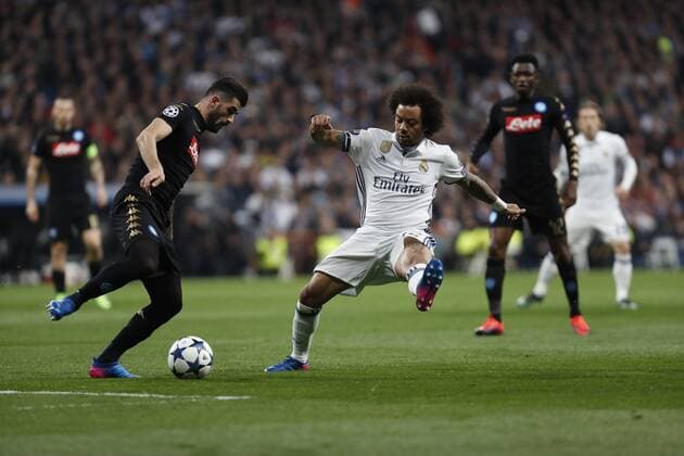 Fußball, CL, Real Madrid - SSC Neapel Soccer match between Real Madrid and SSC Napoli of the 2016 2017 Champions League, held at the Santiago Bernabeu stadium, in Madrid, February 15, 2017. Marcelo  xJosexLuisxCuestax xx