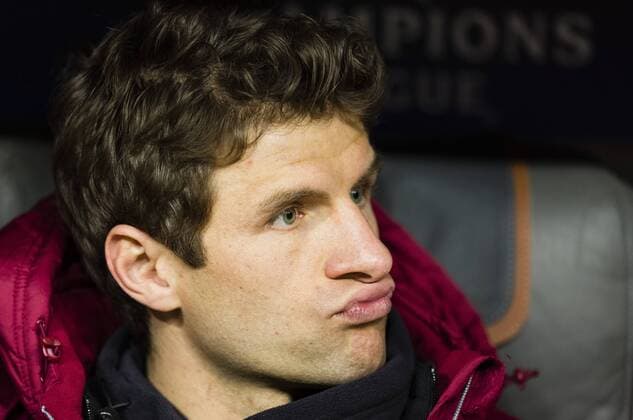 München, 15.02.2017 Thomas Müller (FCB) enttäuscht auf der Ersatzbank Bayern München - Arsenal London