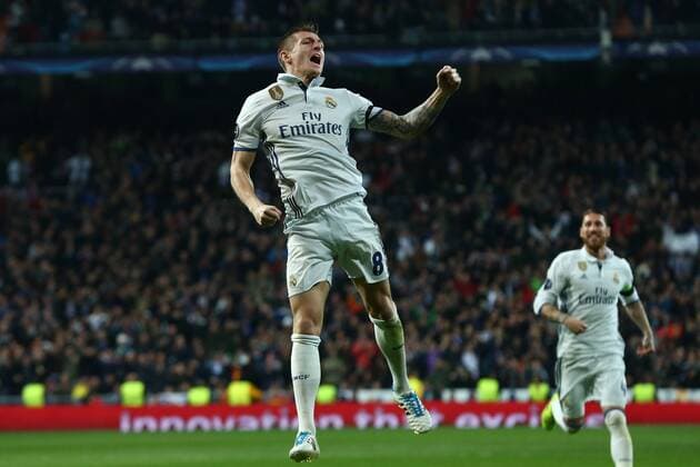 Fußball, CL, Real Madrid - SSC Neapel Toni Kroos Real Madrid goal celebration Fußball Champions League 2016 2017 Real Madrid - SSC Napoli cesarexpurini