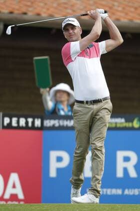 February 16th 2017, Lake Karrinyup Country Club, Perth, Western Australia, Australia; ISPS Handa World Super 6 Perth Golf Tournament Day 1; Robert Dinwiddie (ENG) tees off from the 1st on day one of the ISPS Handa World Super 6 tournament; xDavidxWoodleyx  ActionPlus11846753