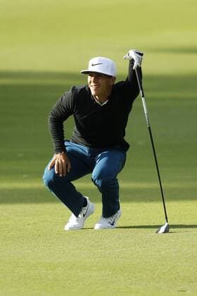 February 16th 2017, Lake Karrinyup Country Club, Perth, Western Australia, Australia; ISPS Handa World Super 6 Perth Golf Tournament Day 1; Thorbjorn Olesen (Den) watches his shot on the 11th fairway during the first round of the ISPS Handa World Super 6 Golf Tournament; xDavidxWoodleyx  ActionPlus11846785