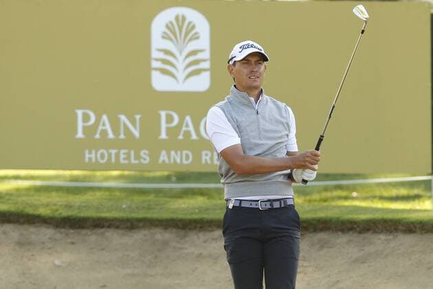 February 16th 2017, Lake Karrinyup Country Club, Perth, Western Australia, Australia; ISPS Handa World Super 6 Perth Golf Tournament Day 1; Jason Scrivener (AUS) watches his shot out of the bunker on the 13th hole during the opening round of the ISPS Handa World Super 6 Golf Tournament; xDavidxWoodleyx  ActionPlus11846804