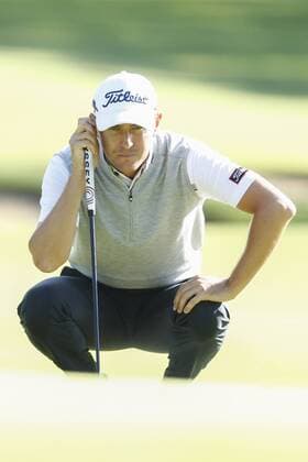 February 16th 2017, Lake Karrinyup Country Club, Perth, Western Australia, Australia; ISPS Handa World Super 6 Perth Golf Tournament Day 1; Jason Scrivener (AUS) lines up his putt on the 13th hole during the opening round of the ISPS Handa World Super 6 Golf Tournament; xDavidxWoodleyx  ActionPlus11846805