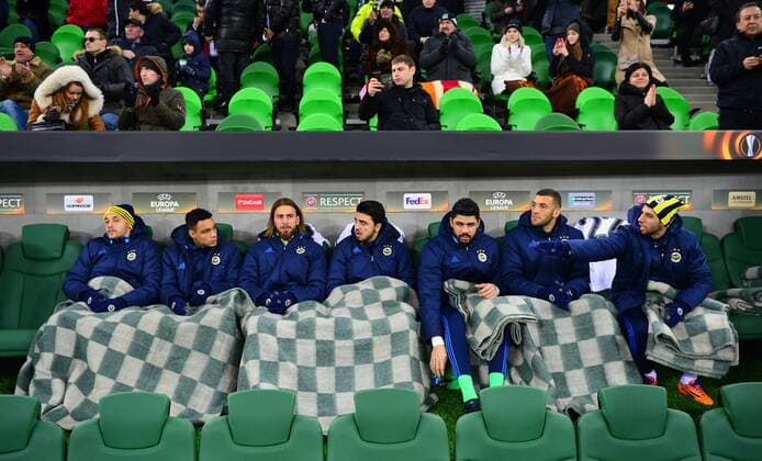 UEFA Europa League match between Krasnodar and Fenerbahce at Krasnodar Stadium in Krasnodar , Russia on February 16 , 2017. Pictured: Bench of Fenerbahce . 