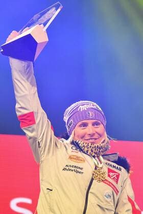 February 16, 2017: 1st place Tessa WORLEY (FRA) pose for photographs at the medal ceremony for the women s giant slalom event of the FIS Alpine World Ski Championships at St Moritz, Switzerland. Cal Media Skiing 2017: Alpine World Ski Championships - 16 Feb - ZUMAc04_ 20170216_zaf_c04_119 Copyright: xSydneyxLowx