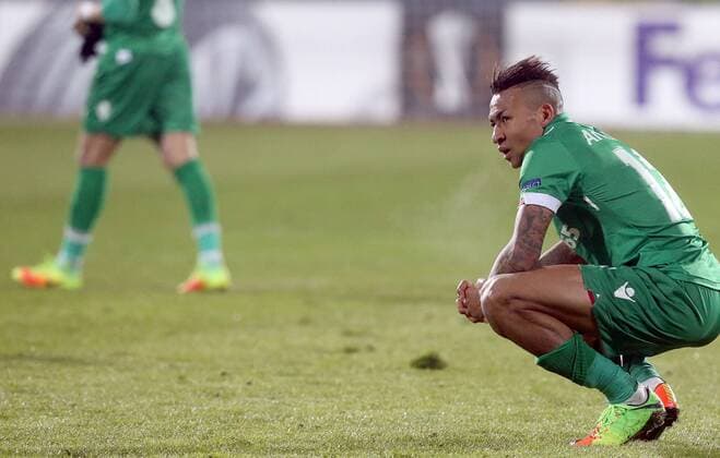 16.02.2017 Sofia(Bulgaria) PFC Ludogorets-FC Kobenhavn(FC Copenhagen) Europa League men s football Anibel Anicet PFC Ludogorets after lost match :Str 