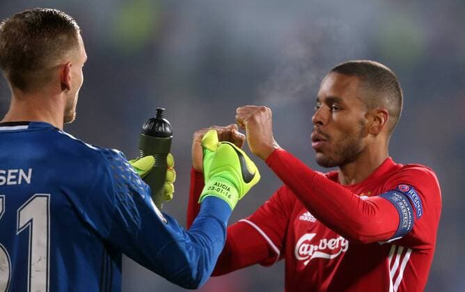 16.02.2017 Sofia(Bulgaria) PFC Ludogorets-FC Kobenhavn(FC Copenhagen) Europa League men s football Mathias Jorgensen(R) FC Copenhagen celebration :Str 