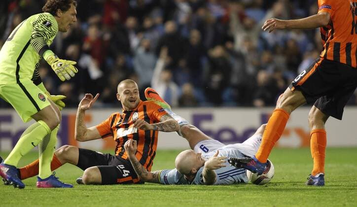Guidetti. First leg of 1 16 Europa League match between Celta Vigo and Shakhtar Donetsk. In this picture, Guidetti. xJORGExLANDINx 