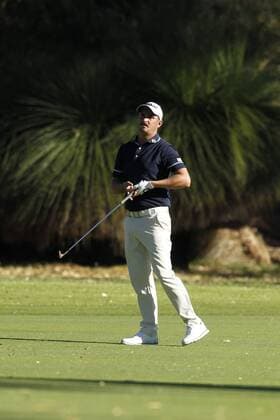February 17th 2017, Lake Karrinyup Country Club, Perth, Western Australia, Australia; ISPS Handa World Super 6 Perth Golf Tournament Day 2; Taylor Macdonald watches his approach shot on the first hole during his round on day 2 xDavidxWoodleyx  ActionPlus11847078