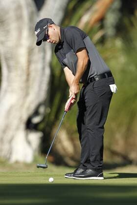 February 17th 2017, Lake Karrinyup Country Club, Perth, Western Australia, Australia; ISPS Handa World Super 6 Perth Golf Tournament Day 2; Andrew Martin (AUS) putts on the second hole during his round on day 2 xDavidxWoodleyx  ActionPlus11847081